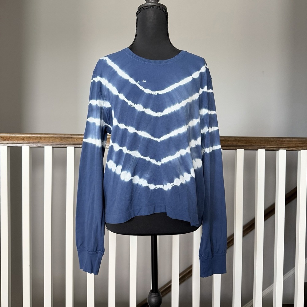 Spiritual Gangster‎ Supernova  M/L Blue Tie Dye Relaxed Boho Athleisure Yoga Top